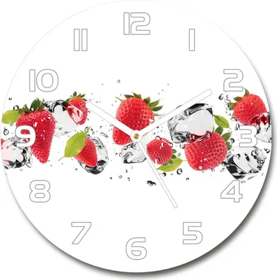 Produktbild von Wanduhr aus Glas 30fi Glasbild Glasuhr Gehärtetes Glas - weisse-zeiger - Strawberries and water