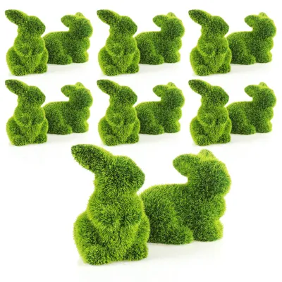 Produktbild von com-four® 12x Dekofigur - Osterhase - grüne Hasenfigur aus Keramik