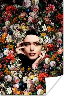 Produktbild von MuchoWow® Poster Blume - Frauen - Porträt - Botanisch 120x180 cm - Kunstposter