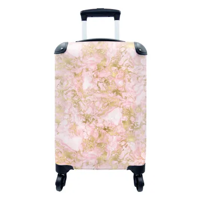 Obrázek produktu pro Kufr Příruční zavazadlo na kolečkách Malý cestovní kufr na 4 kolečkách Zlato - Mramor - Design - Velikost kabiny < 55x40x23 cm a 55x40x20 cm -