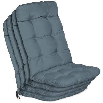 Produktbild von Beautissu 4er Set Hochlehner Auflagen Flair HL, 120x50x8cm, Taubenblau