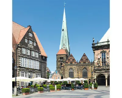 Produktbild von Glasbild Bremen Marktplatz 50x50 cm