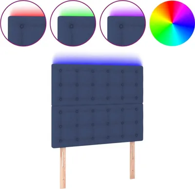 Produktbild von vidaXL LED Kopfteil Blau 90x5x118/128 cm Stoff