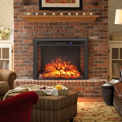 Produktbild von COSTWAY Elektrokamin 1500W, Standkamin Einbaukamin einstellbare 3D-Flammeneffekt & Helligkeit, Wandkamin 5000BTU mit Heizung, Fernbedienung, Timer