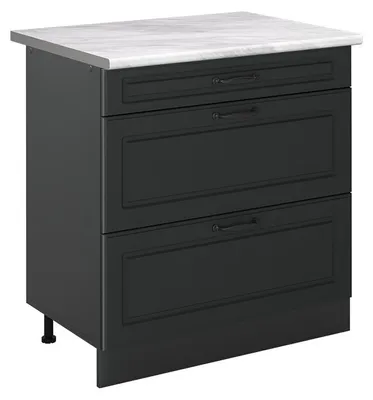 Imagen del producto de Mueble bajo de cocina Vicco R-Line Antracita casa de campo/Antracita 80 cm con 3 cajones encimera Mármol, Model 72394