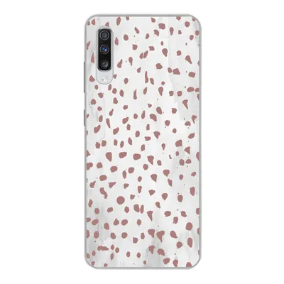 Produktbild von MuchoWow® Handyhülle Schutzhülle Hülle für Samsung Galaxy A70 Polka dots - Braun - Weiß Silikon Softcase Handy Hülle - Schutzhaube