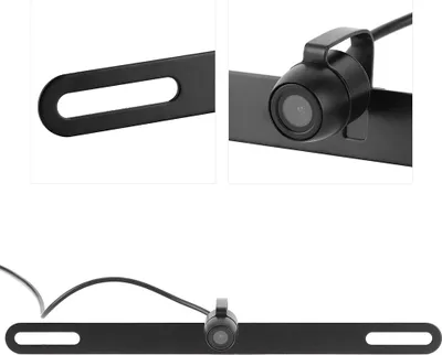 Image de Caméra de recul pour voiture, stationnement, surveillance en marche arrière, large vision nocturne HD 170°, étanche, pour les longues plaques d'immatriculation