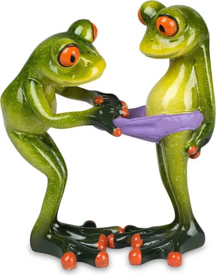 Produktbild von Froschpaar 14cm aus Kunststein mit glänzender, handbemalter Oberfläche