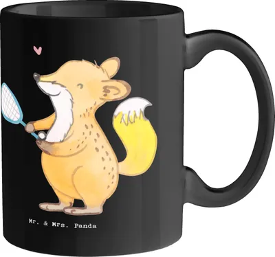 Produktbild von Mr. & Mrs. Panda Becher Squash Humor - Schwarz - Geschenk, Teetasse, Sportler, Schnelligkeit, Sportart, Ballspiel, Tasse, Energie, kaffeebecher bedruckt, Sport, Kondition