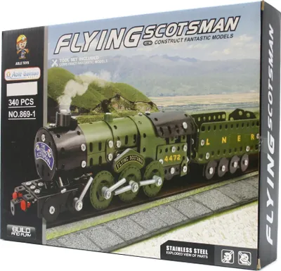 Produktbild von Metallbaukasten Zug Flying Scotsman 340 Teile - DIY Dampflok Modellbau für Kinder