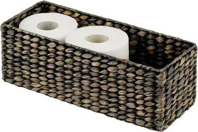 Image de Panier en rotin tressé – empilable – pour la salle de bain – noir – idéal pour ranger les jacinthes d'eau