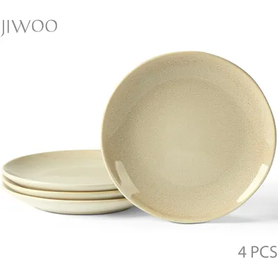 Produktbild von Teller set 4er Ø19,5 cm Keramik Essteller Dessertteller Pastateller Flachteller für 4 Personen Reactive-Glasur Mikrowellen- und Spülmaschinenfest