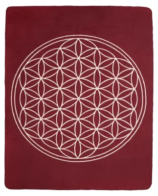 Produktbild von yogabox Yogadecke Blume des Lebens - regional hergestellt - bordeaux / natur 150 x 200 cm