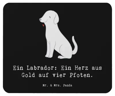 Produktbild von Mr. & Mrs. Panda Mousepad Labrador Herz - Schwarz - Geschenk, Hunderassen, Charakter, Mauspad, mausteppich, liebevoller Hund, Mouse Pad, loyaler Freund, Hunderasse, pc