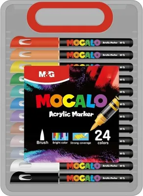 Zdjęcie produktu dla Zestaw Markery akrylowe pędzelkowe Mocalo 24 kolory M&G