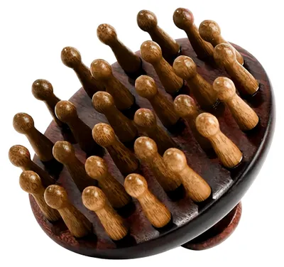Produktbild von Kopfhautmassagebürste aus Holz zur Entspannung