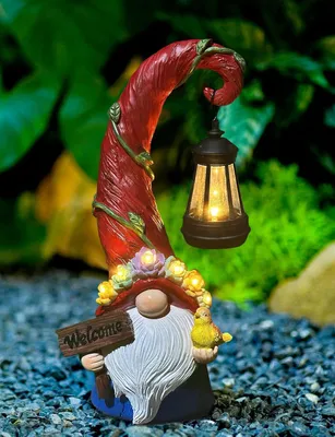 Solar-Zwergenfigur mit LED-Lichtern, 31 cm, für Garten und Terrasse