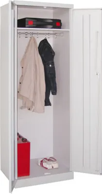Produktbild von Garderobenschrank - 1 Fachboden - Kleiderstange - 1.800x600x500 mm (HxBxT) - Zylinderschloss - tiefschwarz/himmelblau