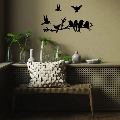 Immagine prodotto di Wallity, Bırd Communıty, decorazione da parete, nero, metallo, 22 x 68 cm