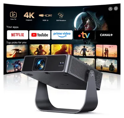Obrázek produktu pro Mini projektor - 1080P s podporou 4K - Wi-Fi 6 a Bluetooth 5.4 - Kompaktní přenosný projektor