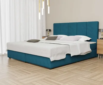 Produktbild von Boxspringbett Schlafzimmerbett ELICIO 180x200cm Stoff Petrolblau inkl Bettkasten