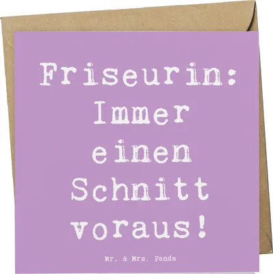 Produktbild von Mr. & Mrs. Panda Klappkarte Spruch Friseurin Kunst - Lavendeltraum - Geschenk, faltkarte, Berufsliebe, Haarschneiden, anlasskarte, Haarpflege, Hairstyling, Beruf, Friseur