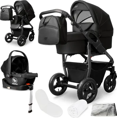 Produktbild von Bergsteiger Capri Kombikinderwagen 4-in-1 – Babywanne, Sportsitz, i-Size Babyschale & Isofix-Station, Luftreifen, höhenverstellbar, faltbar, Zubehör