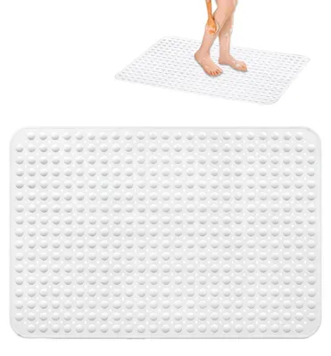 Immagine prodotto di Tappetino antiscivolo per doccia, 80 x 120 cm, bianco, in TPR, con ventose, lavabile in lavatrice