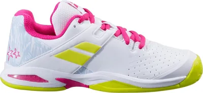 Produktbild von Babolat Propulse All Court Junior Tennis Tennisschuhe Sportschuhe weiss/gelb/pink 33S21478-1058, Schuhgröße:39 EU
