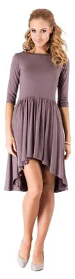 Produktbild von Damen Minikleid Asymmetrisch Top Kleid 3/4 Arm; Cappuccino/M/L 38/40