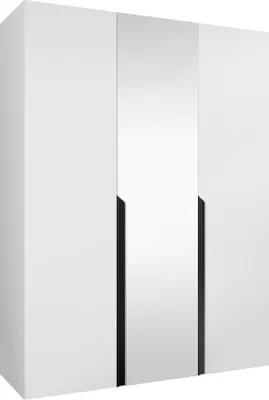 Immagine prodotto di MIRJAN24 Armadio Mila 2 150 con specchio, camera da letto, armadio, con tre ante a battente e due aste appendiabiti, moderno, armadio guardaroba (colore: bianco + nero)
