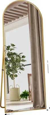 Obrázek produktu pro Celotělové zrcadlo, obloukový design, pevný rám, zlatá barva