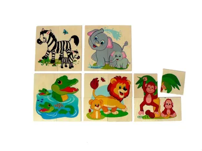 Zdjęcie produktu dla Drewniana zabawka puzzle zwierzęta dżungla WxLxH 100x3x100mm NOWOŚĆ