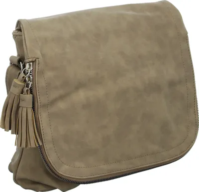 Produktbild von Abendtasche T5438-TA Überschlagtasche Beige Kunstleder 27x23x5 cm, verstellbarer Schulterriemen