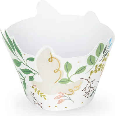 Immagine prodotto di Stampi per muffin colomba con ramoscelli 5x7x6cm carta bianca verde set di 6