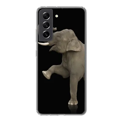 Produktbild von MuchoWow® Handyhülle Schutzhülle Hülle für Samsung Galaxy S21 FE Elefant - Tiere - Schwarz - Porträt Silikon Softcase Handy Hülle - Mobiltelefonhülle