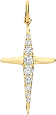 Image de Pendentif Femme Croix Or 375/1000 avec Oxyde de Zirconium - 25mm*12mm; TRS28239