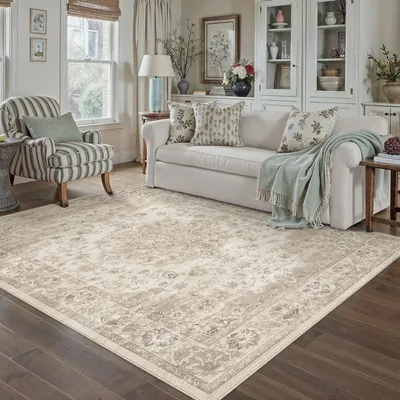 Imagen del producto de Alfombra lavable, color beige, suave, de 160x230 cm, para sala de estar
