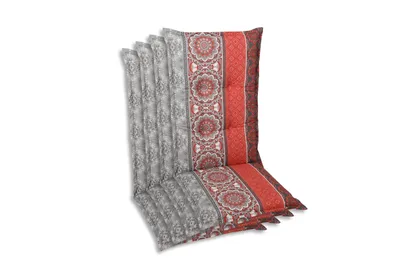 Produktbild von GO-DE Textil, Sesselauflage Mittellehner, 4er Set, Farbe: rot, Maße ca.: 108 cm x 50 cm x 7 cm, Rückenhöhe: 60