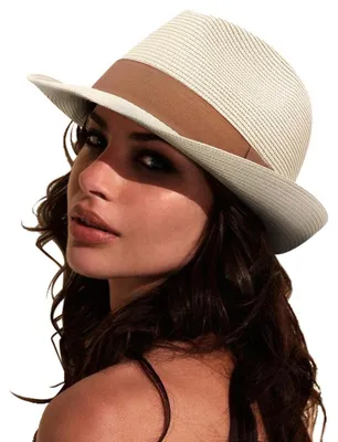 Produktbild von Damen Panama Hut Breiter Krempe Stroh Sommer Fedora Rollbar UV Sonnenhut UPF 50+ Braun