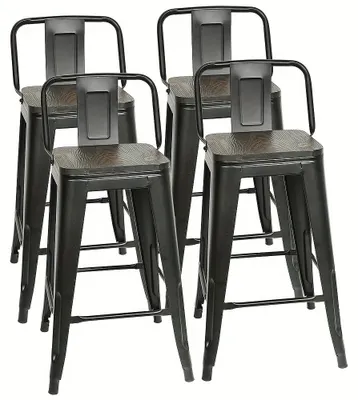 Immagine prodotto di Sgabello da bar - Sgabello per bar - Sgabello da bistrot - Sedia da cucina - Sgabello da bar impilabile - Struttura in metallo dallo stile industriale