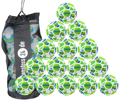 Produktbild von Ballset JAKO Jugendball River inkl. Ballsack 4 15 Bälle weiß/neongrün/neongelb. 290g