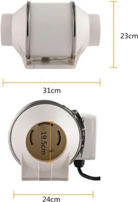 Obrázek produktu pro Ventilátor 200 mm pro koupelny, toalety a kuchyně – 900 m³/h – tiché a energeticky úsporné řešení – odolné a snadno udržovatelné