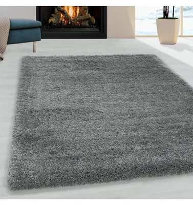 Produktbild von TapisTrend Zotteliger Teppich Hellgrau 140x200 cm Flauschiger Wohnzimmerteppich, angenehm weicher Schlafzimmerteppich