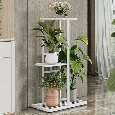 Obrázok produktu pre 3-úrovňový kovový stojan na rastliny, vhodný na vnútorné aj vonkajšie použitie