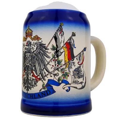 Produktbild von Bierkrug mit Deutschland-Motiv 0,5L – Klassischer Steinkrug – Beer Mug Geschenk für Papa Männer Geburtstag Bierfest (Blau)