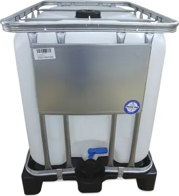Produktbild von 600 Liter IBC Wasserbehälter Tank Container natur Kunststoff-Palette UN-Zulassung + Ausgießer NEU