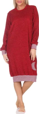 Zdjęcie produktu dla Normann damska koszula nocna z długim rękawem w kropki i paski - również w rozmiarze plus size;Allover.40