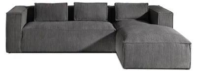 Image de Lisa Design Stella - canapé d'angle droit en velours côtelé - 4 places -style contemporain , Gris foncé