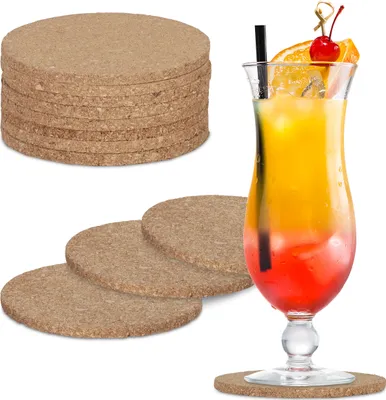 Produktbild von relaxdays sklenené podložky korkové sada 12